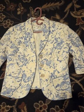Blue & White Floral Women's Blazer Jacket